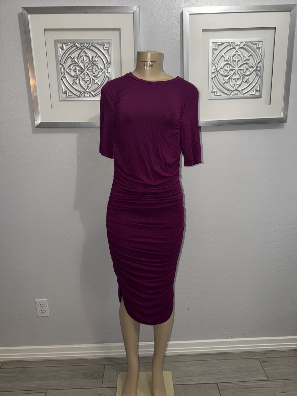 GAP Plum Ruched Midi Dress